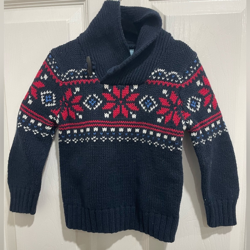 Baby Gap pullover sweater navy winter print size 18-24 months